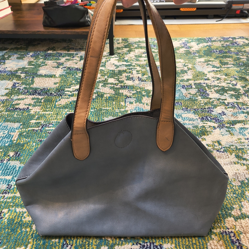 Elegant Blue and Tan Women's Bag